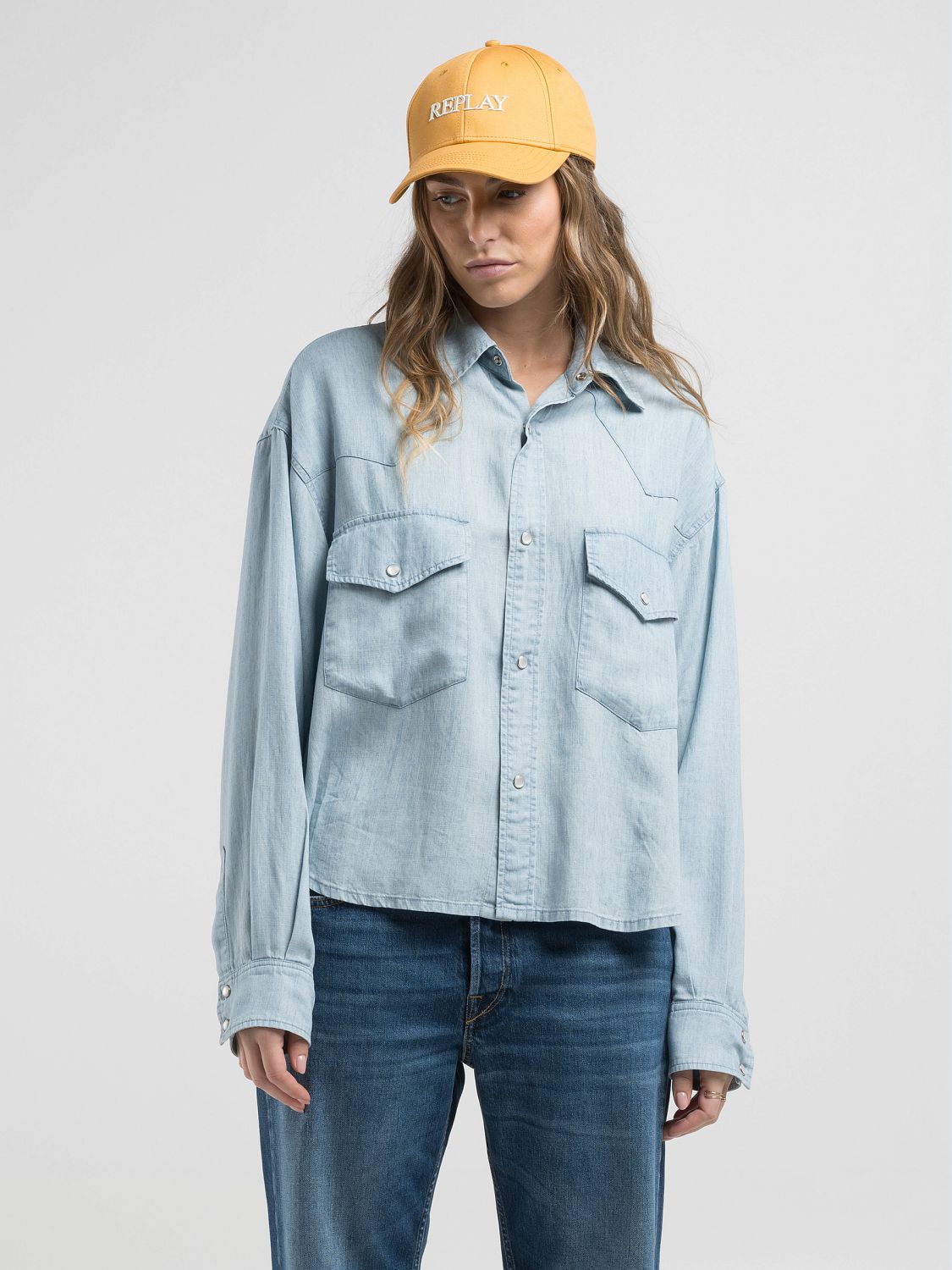 Denim Shirt with Lettering – Replay Shop