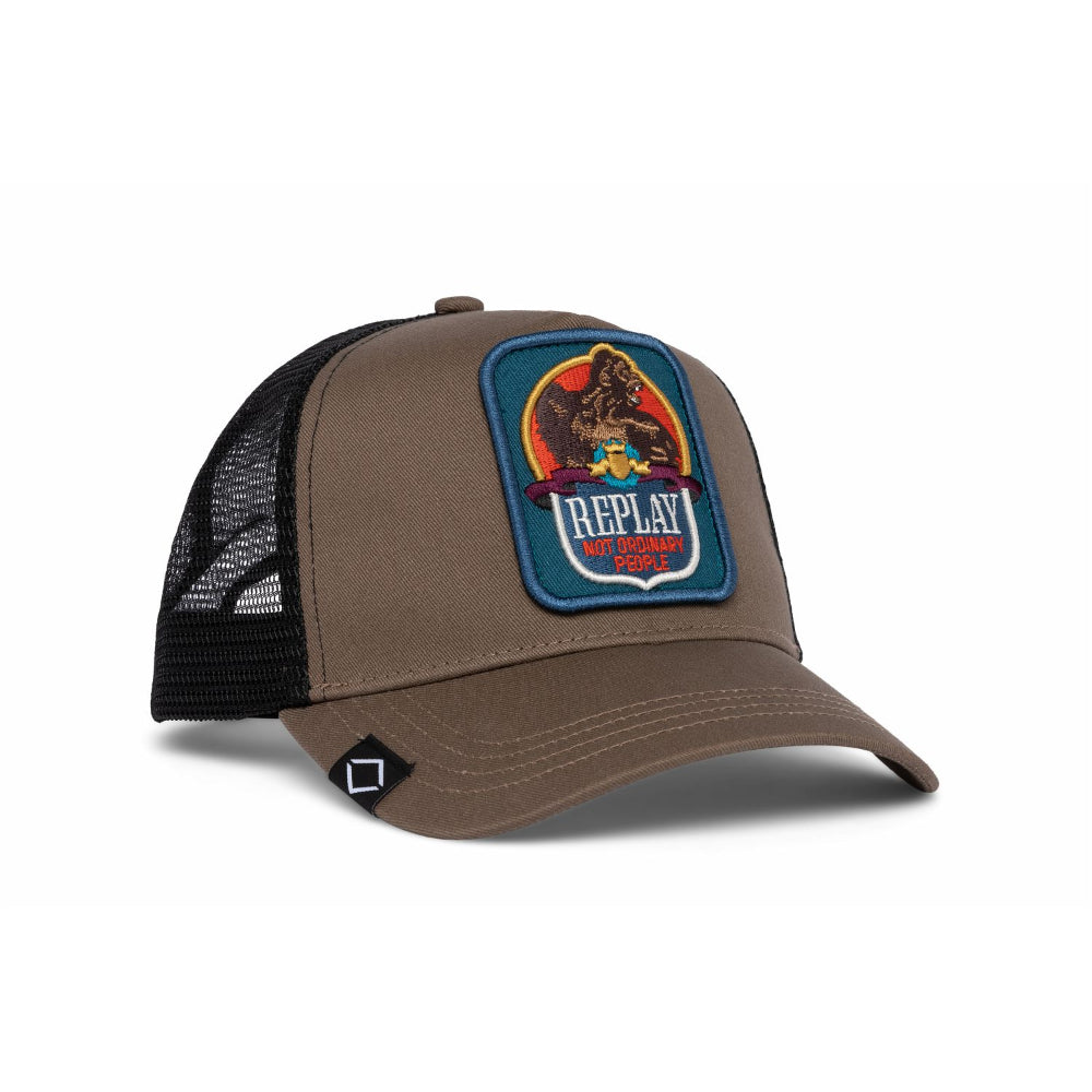 Replay Men's Cap with Bill in Twill with Orangutan Patch