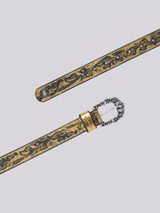 Belt in Laminated Leather with Flowers