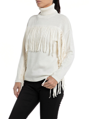 High Neck Sweater with Fringes