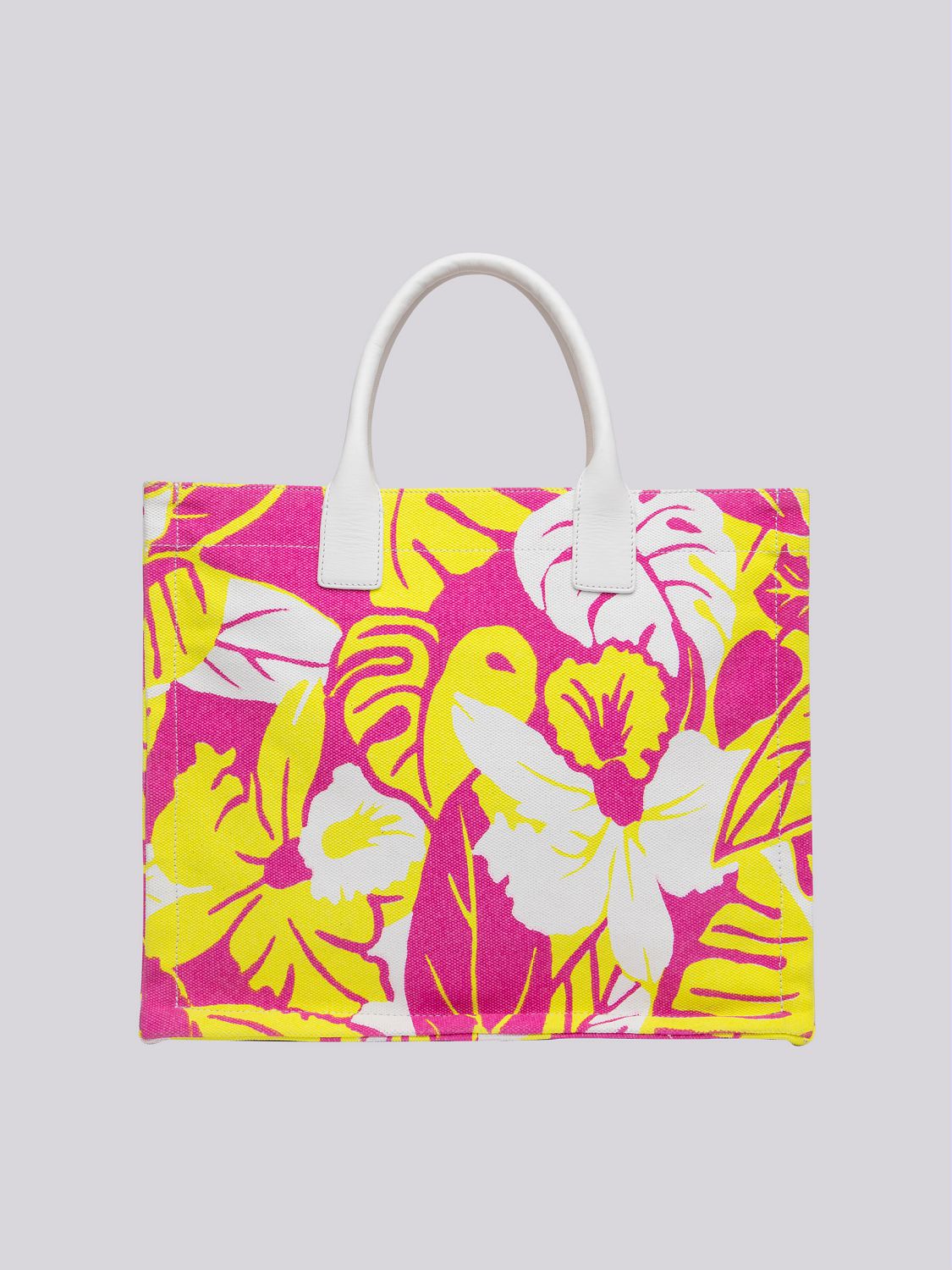 Canvas Shopping Bag with Floral Print