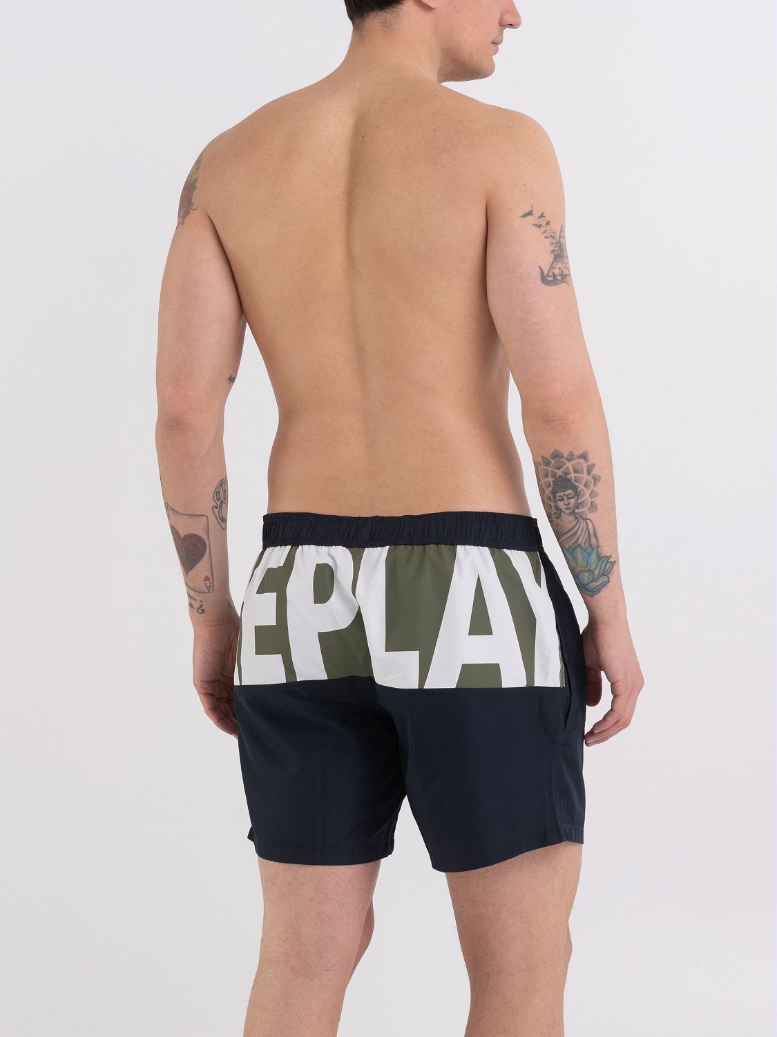 Swimming Trunks with Contrasting-colored Print