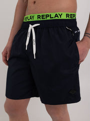 Swimming Trunks with Contrasting-colored Logo