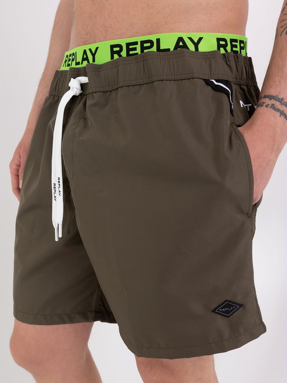 Swimming Trunks with Contrasting-colored Logo