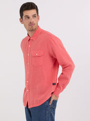 Regular Fit Shirt in Linen with Pocket