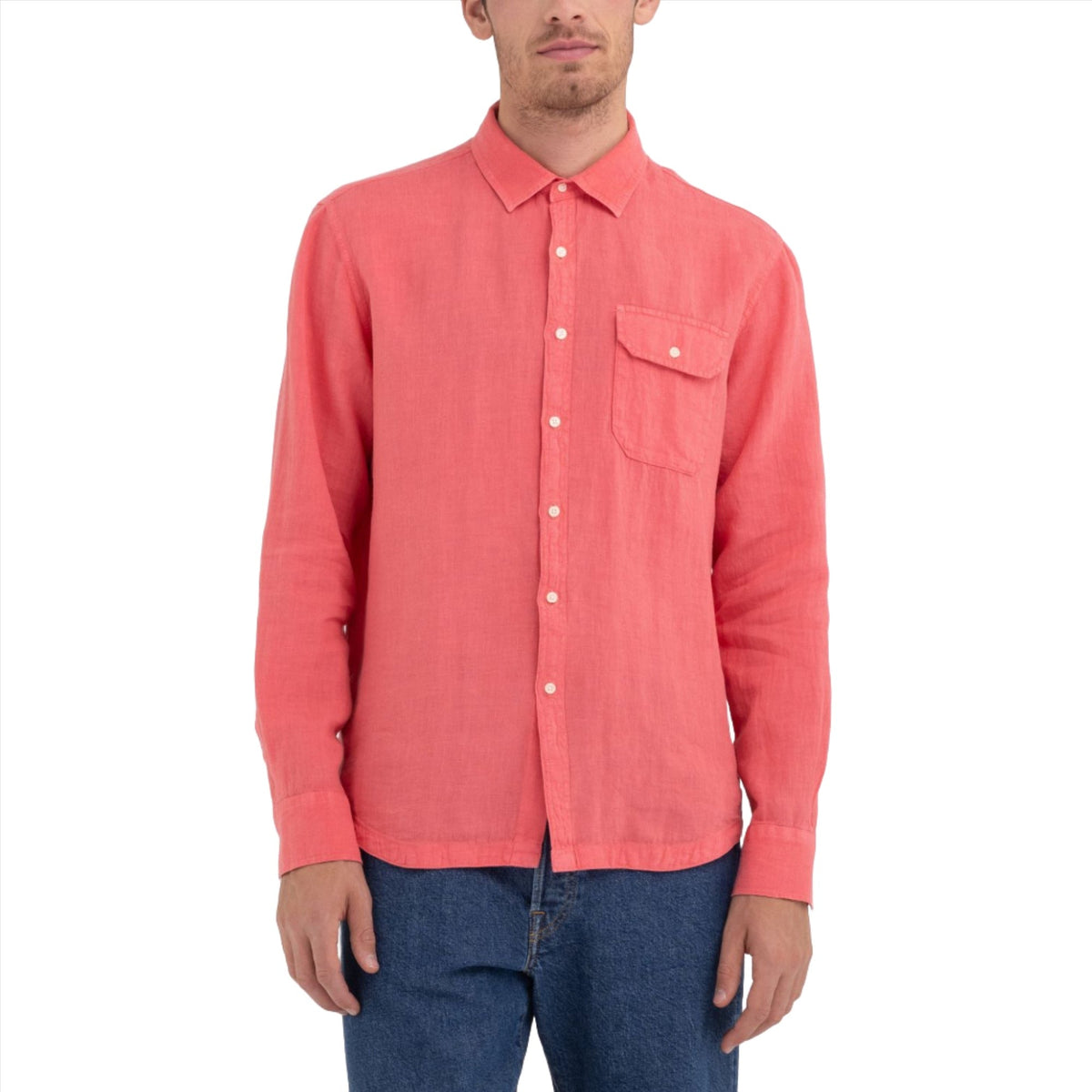 Regular Fit Shirt in Linen with Pocket