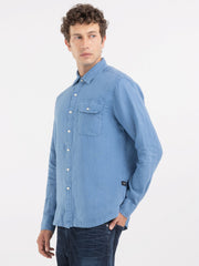 Regular Fit Shirt in Linen with Pocket