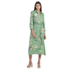 Replay Women's Satin Shirt-dress with Tropical Print