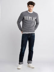 Aged Eco Crewneck Sweater in Wool and Viscose