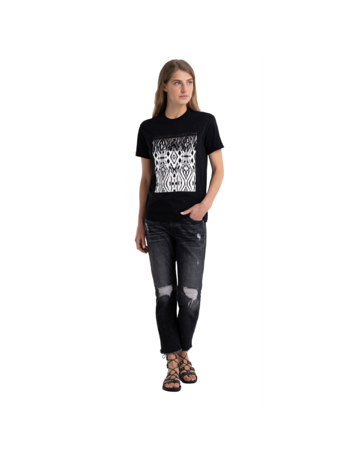 Jersey T-Shirt With Ikat Print