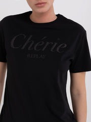 Crewneck T-shirt with Glitter Print