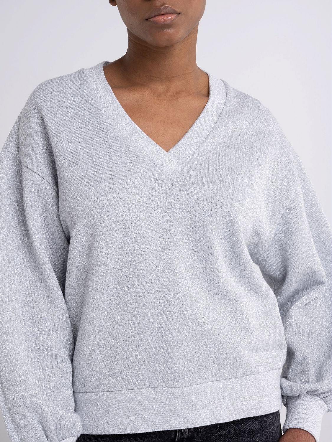 Lurex Sweatshirt With Puffed Sleeves