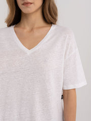 V-neck T-shirt in Stretch Linen