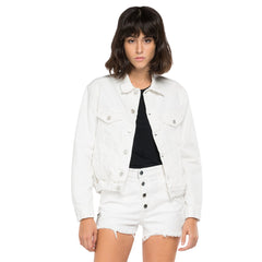 Replay Denim Crop Jacket With Embroidery