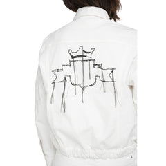 Replay Denim Crop Jacket With Embroidery