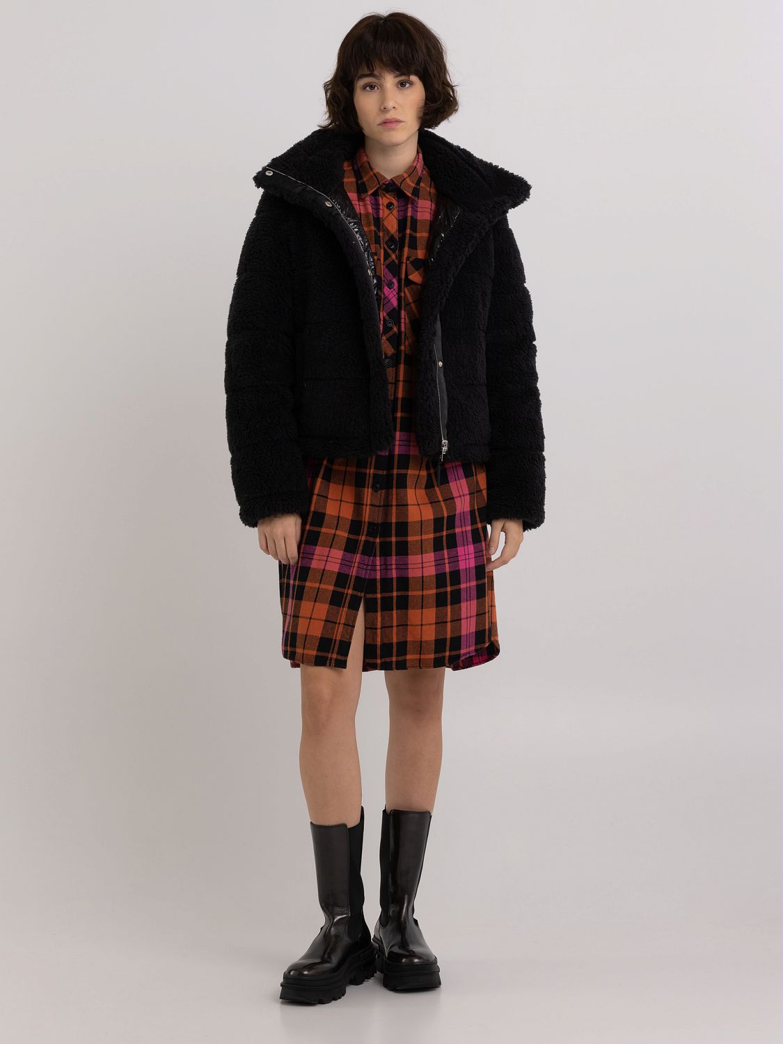 Reversible Jacket in Nylon and Sherpa