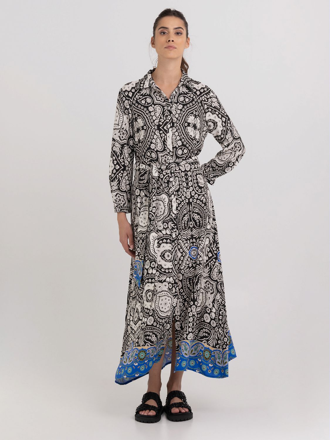 Viscose Shirt-dress with Batik Print