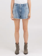 Denim Shorts with Pleats