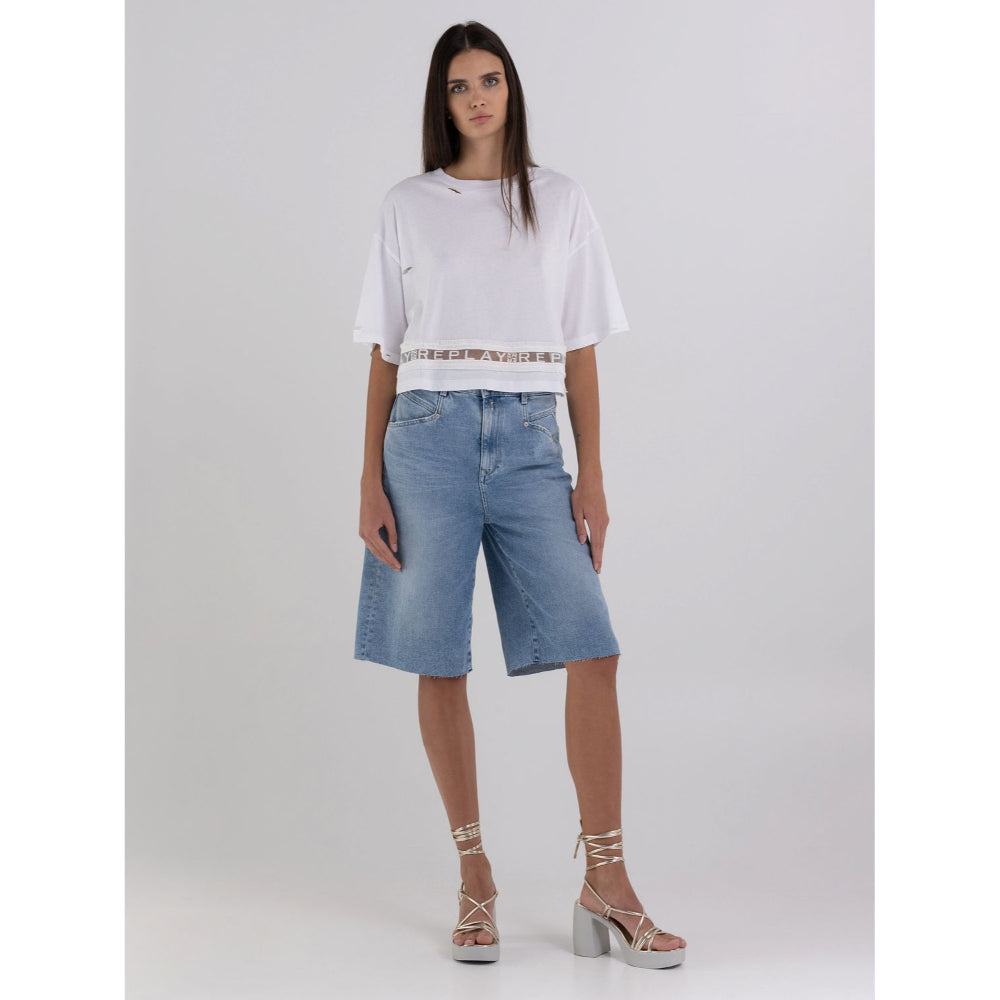 Cropped T-shirt with Abrasions